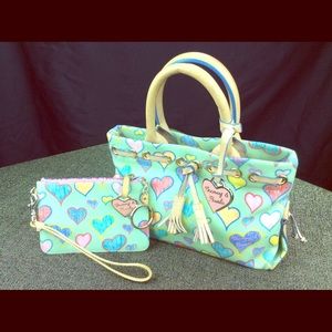 Heart Dooney&Bourke small square tote purse & coin